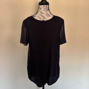 Ann Taylor Black Lace Accent Blouse
